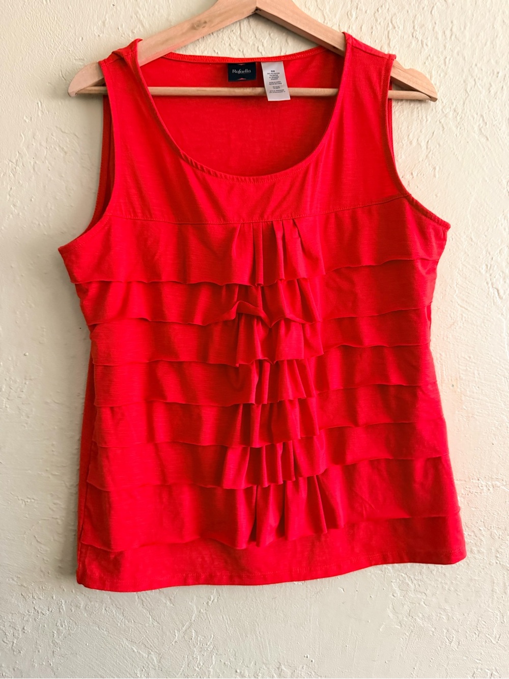 Rafaella Red Sleeveless Ruffle Front Tank